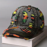 Gorra de Béisbol Retro Lavada Desgastada - Gorra Snapback Ajustable Moda Coreana con Agujeros Aleatorios, Sombrero Transpirable para Hombre y Mujer en Verano