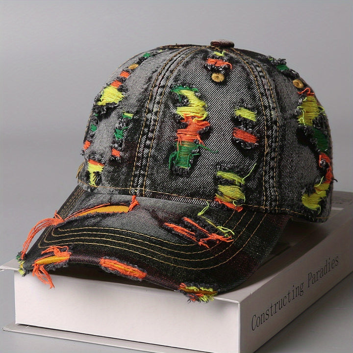 Gorra de Béisbol Retro Lavada Desgastada - Gorra Snapback Ajustable Moda Coreana con Agujeros Aleatorios, Sombrero Transpirable para Hombre y Mujer en Verano