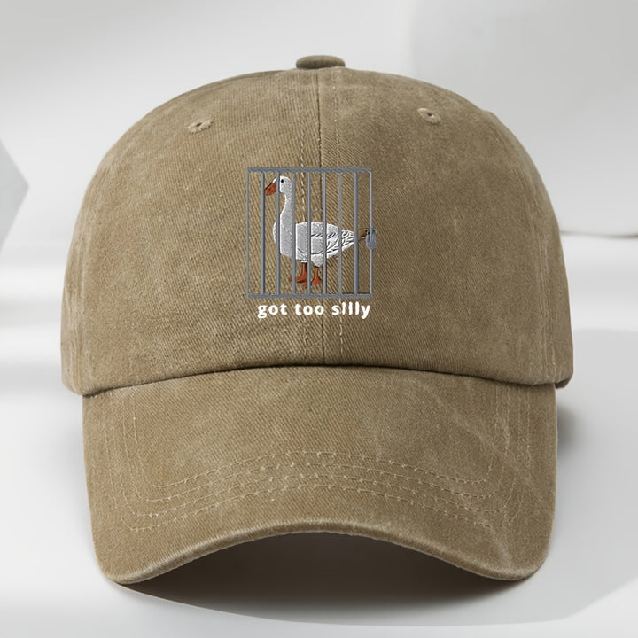 1 gorra de béisbol unisex con estampado de ganso en jaula, ajustable, suave, transpirable y absorbente de humedad, 100% poliéster