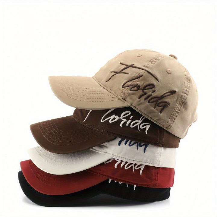 Gorra Unisex de Primavera/Otoño con Bordado Retro y Visera Curva, Gorros Baseball para Mujer al Aire Libre