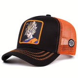 Gorra de Camionero  con Logo de Shenron y Emblema de Dragón - Verde//Amarillo, con Etiqueta de Nombre de Shenron, Cierre de Broche, Malla Ligera para Hombres y Mujeres, Fans de Manga, Eventos Temáticos