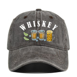 Gorra de Béisbol Vintage con Emblema de Whisky y Vino, Ajustable Snapback, Logo Manual para Estilo Retro, Cata de Vinos, Bares y Fiestas Navideñas - No Elástica, Ideal para Entusiastas del Retro y Seguidores de la Cultura del Vino