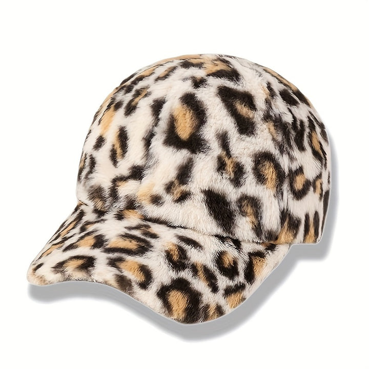 Gorra de Béisbol Estampado Leopardo Invierno - Beige y , Gorro Ligero y Cálido para Mujeres y Hombres, Ajuste Elástico, Fiestas, Diario, Deportes - Solo Lavado a Mano