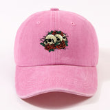 1 Gorra de béisbol impresa con un solo auricular, lavada a mano, ajustable, ligera, no elástica, con tema de vacaciones, diseño de rosa y calavera, para hombres, mujeres, ciclismo urbano al aire libre, todas las estaciones.