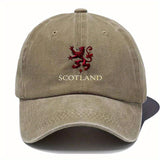 Gorra de béisbol con lema de león escocés - Negro con diseño de león a cuadros rojo y blanco, tejido textil transpirable, perfecto para deportes al aire libre y regalos, gorra deportiva al aire libre | Diseño de león a cuadros | Equipo duradero, equipo te