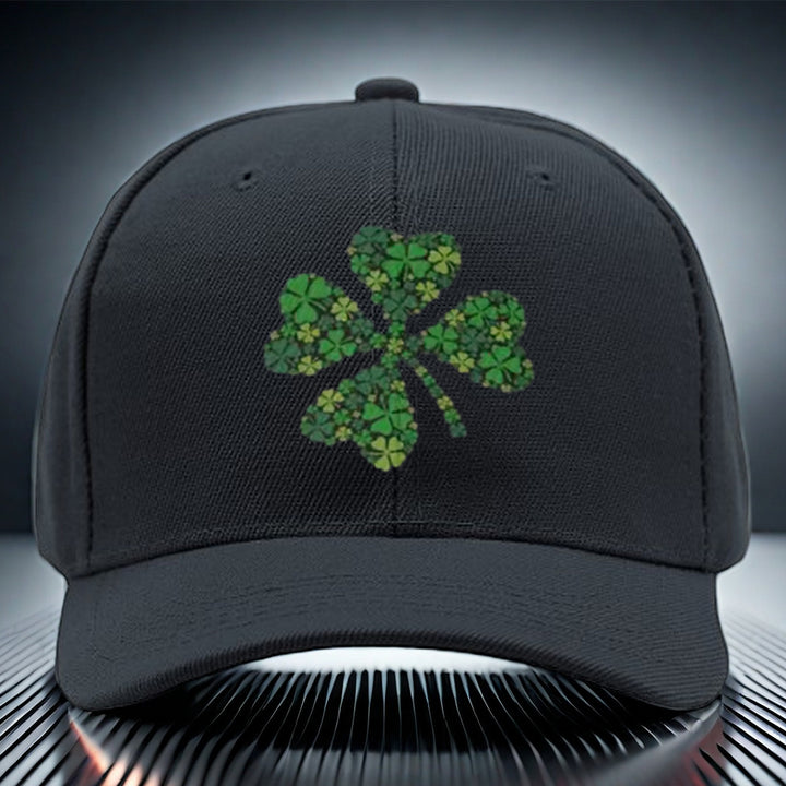 Gorra Snapback Unisex - Camión con Diseño Ajustable de Cuatro Hojas Verdes, Puntos y la Suerte Irlandesa Negra, Parte Trasera de Malla Transpirable, Sombrero Festivo, Diseño Divertido, Ajuste Cómodo, Sombrero con Estilo, Amantes de la Moda