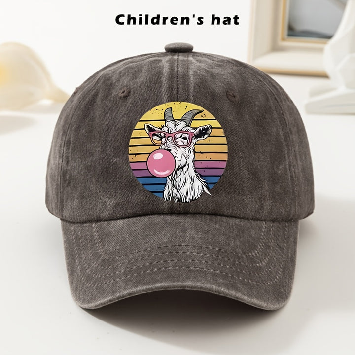 Gorra de béisbol para niños - Gorra ajustable con gráfico de cabra, borde suave y ligero para niños y niñas, ropa diaria y navideña - Gorra de béisbol fácil de limpiar para bebés, adolescentes, niños - Fiesta de cumpleaños, escuela, parque - Negro, ropa d