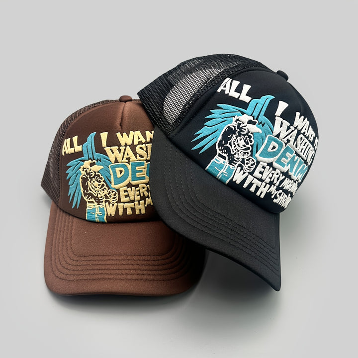 Esta red, que se puede reajustar, presenta diseños encantadores y caprichosos, letras y bordado 3D. Es el regalo perfecto para viajes, pesca al aire libre y para compartir con amigos y familiares. Sombrero para hombre, gorra con ala para hombre