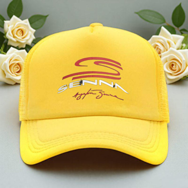 1pc Gorra SENNA Golf - Gorra Trucker Ajustable de Poliéster Ligero y Transpirable para Hombres, Diseño Deportivo en con Logo Rojo y Blanco - Ideal para Golf, Running, Senderismo, Actividades al Aire Libre - Modelo 2025 Nuevo, Accesorios de Golf, Salidas C