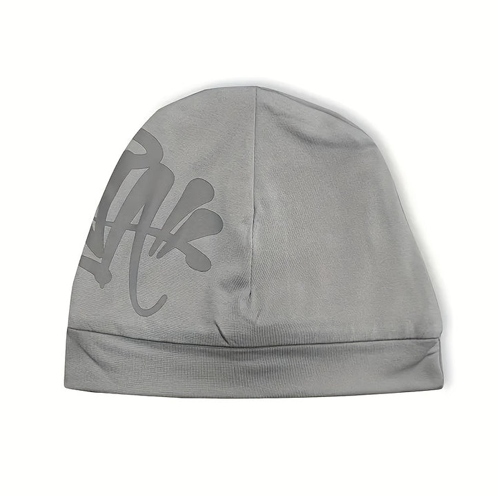 1 Gorro Retro Street Hip-Hop - Estampado de Letras Rojas Abstractas, Ajuste Elástico, Ligero y Lavable a Máquina, Accesorio Unisex para Hombres y Mujeres en Primavera/Verano