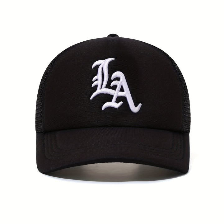 1 gorra snapback unisex estilo gotico con logo LA - Gorro trucker ajustable blanco//blanco, diseño inspirado en Hip Hop de Los Ángeles (sin emblema), ideal para uso casual y al aire libre