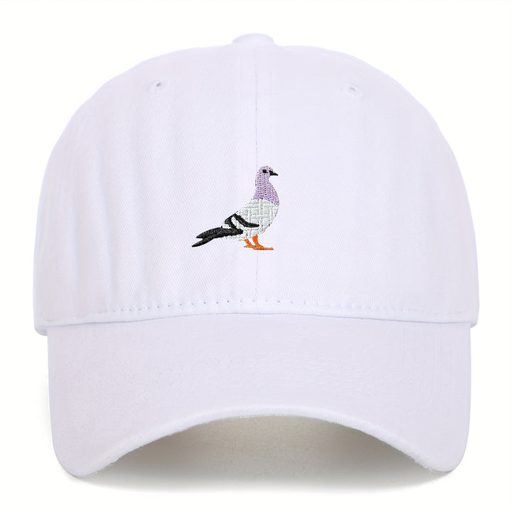 Gorra de béisbol unisex con bordado de paloma - Gorra de papá desgastada negra para mujeres y hombres - Gorra solar ajustable y transpirable