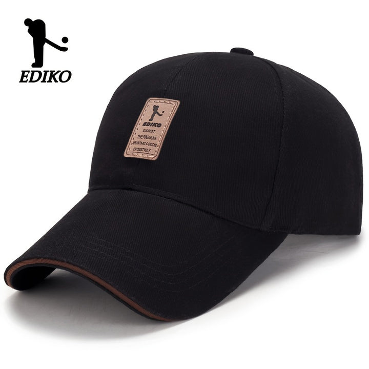 Sombrero ajustable EDIKO - Negro, algodón, tamaño único que se ajusta a la mayoría, cierre ajustable con clic, ideal para golf, exteriores y uso casual, ropa de cabeza para exteriores | Ropa de cabeza ajustable | Ropa de cabeza de algodón