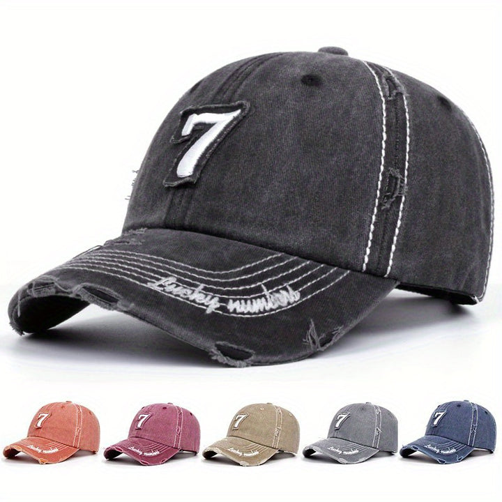 Gorra de Béisbol Casual para Hombre con Número 7 Bordado - Ligera, Ajustable para Actividades al Aire Libre, Senderismo y Regalos