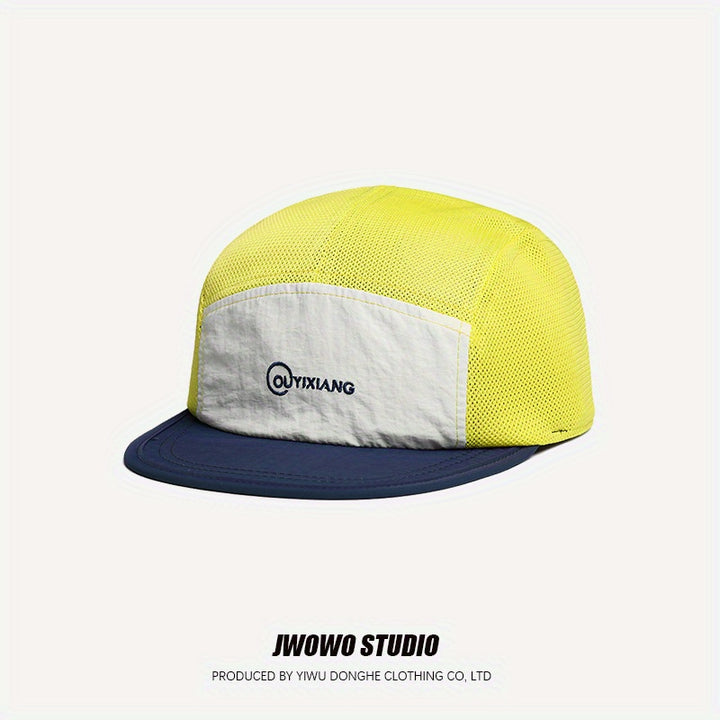 Gorra de Béisbol con Visera Plana y Contraste al Estilo Japonés para Hombres e Mujeres, Gorro Transpirable a la Moda Veraniega