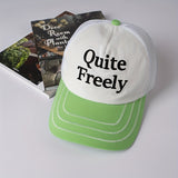 Gorra de béisbol versátil con bordado de letras para verano, protección solar, sombrero deportivo transpirable de malla.