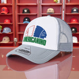 1 Gorra Trucker Retro Ajustable con Logo Americanino - Gorra de Béisbol Ligera de Poliéster con Visera Curva, Parte Trasera de Malla Transpirable, Diseño Unisex para Parejas, Ideal para Actividades al Aire Libre, Baile Urbano, Golf, Playa y Fiestas, Sombr