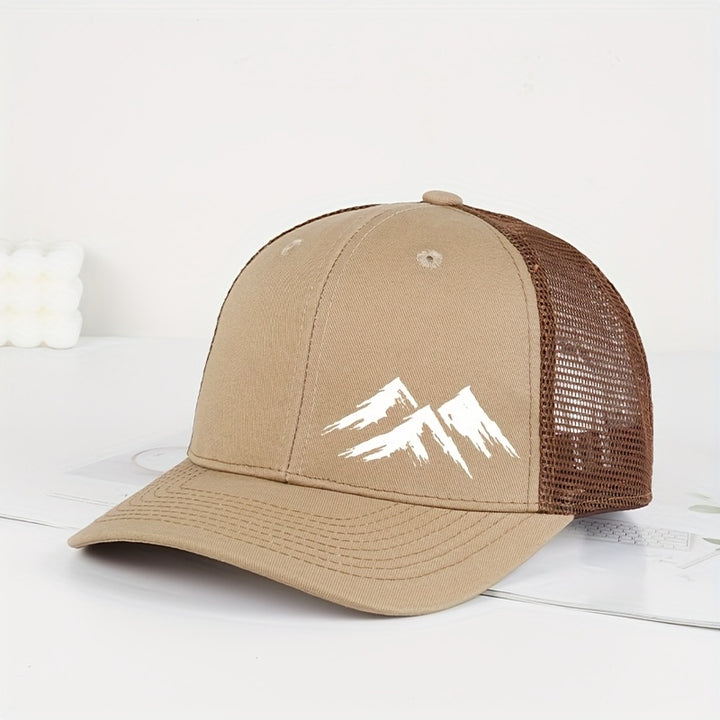Gorra de Camionero con Patrón de Montaña Nevada MLFO 2025 - Gorra de Béisbol Ligera y Transpirable Ajustable para Hombres y Mujeres, 100% Poliéster, Negra con Diseño de Montaña Blanca, Perfecta para Deportes al Aire Libre, Uso Diario, Regalos del Día del
