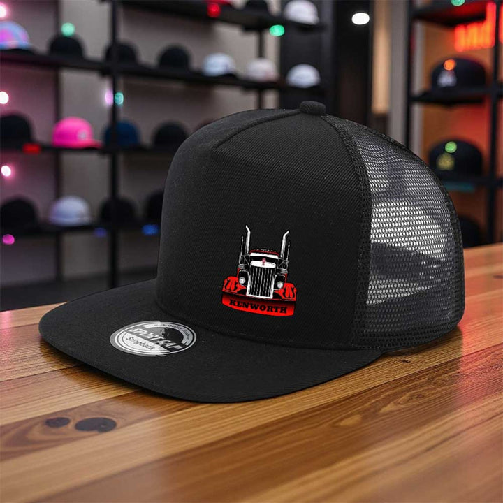 1 gorra de béisbol con logo KENWORTH para camiones - Snapback ajustable, respaldo transpirable en malla, ligera y cómoda tela poliéster. Ideal para hombres conductores de semirremolques o eventos casuales e informales (estampado /rojo). Apto todo el año.