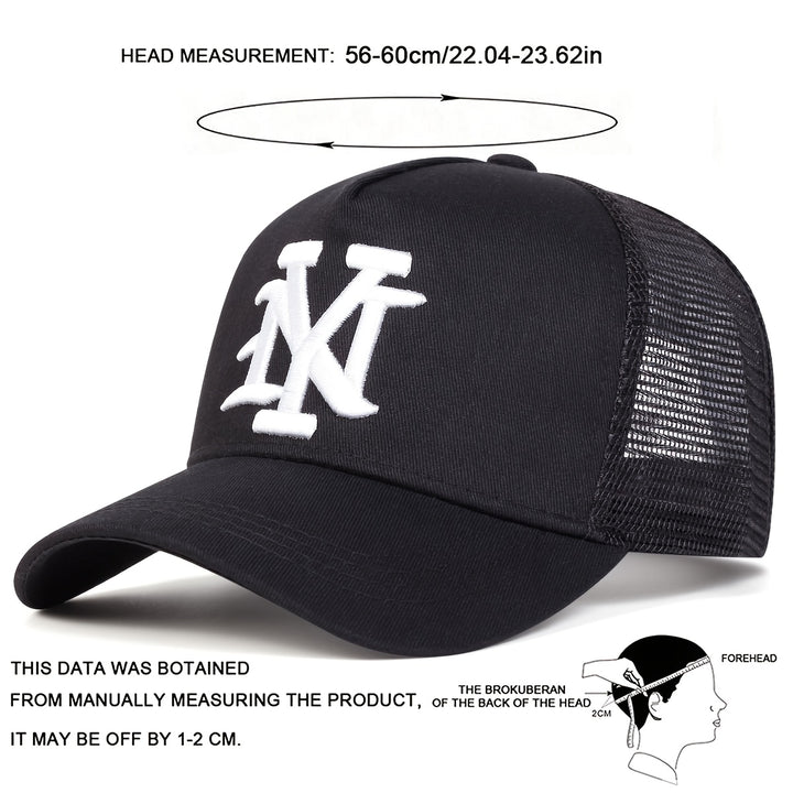 Gorra Trucker para Hombre con Letra NY, un Sombrero de Béisbol Moderno y Personalizado para el Verano, Ajustable para Ocio al Aire Libre, Perfecto para Viajes de Primavera y Otoño o Vacaciones en la Playa.