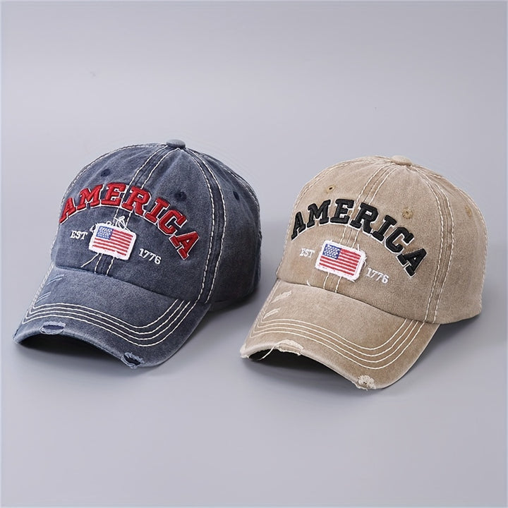 Gorra De Béisbol Bordada AMÉRICA Lavada Gorras Desgastadas Ajustables Sombrero Casual Con Visera Para Mujeres Y Hombres