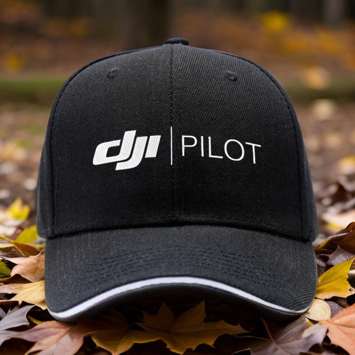 1 gorra de béisbol ajustable DJI Pilot con estampado de moda, negra con texto blanco, transpirable y cómoda para viajes, correr y estilo urbano, gorra tejida de aspecto moderno