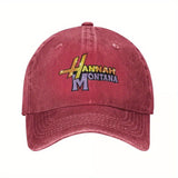 Gorra de béisbol desgastada con logo de Hannah Montana, 100% algodón, estilo deportivo, ligera con estiramiento medio, recubrimiento de PVC, diseño tie dye ajustable para entrenamientos al aire libre, unisex