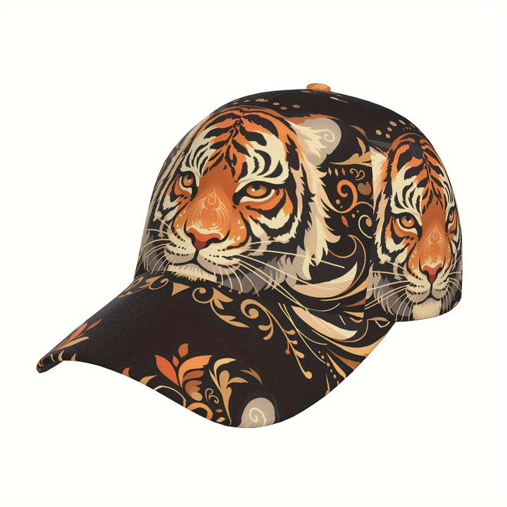 Gorra de Béisbol con Estampado de Cabeza de Tigre, Visera Curva para Deportes y Running, Ajustable
