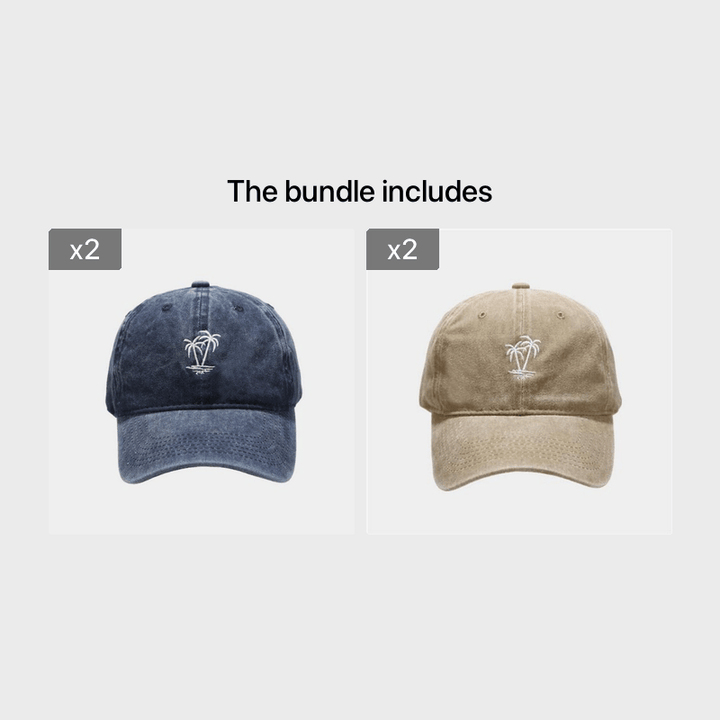 Gorra de Béisbol Retro para Hombre con Bordado de Palmera y Estilo Casual Lavado