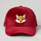 Gorra de béisbol de pana bordada con zorro - Snapback ajustable, gorra de camionero unisex transpirable con visera curva, estilo Y2K para hombres y mujeres, moda de verano, ropa casual, sombrero casual | Gorra de moda Y2K | Sombrero duradero