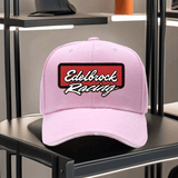 1pc Gorra Unisex Ajustable Transpirable para Camioneros - Visera Negra con Estampado Edelbrock Racing, Ligera para Senderismo, Ciclismo y Actividades al Aire Libre, Lavable a Máquina, Opción de Caja Regalo