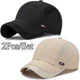 2 Piezas Gorra de Béisbol Ligera y Transpirable para Hombre - Gorra Ajustable para Deportes al Aire Libre con Visera de Pato, y Rojo con Panel Trasero de Malla, Gorra Casual | Gorra de Moda. Tejido de Tela