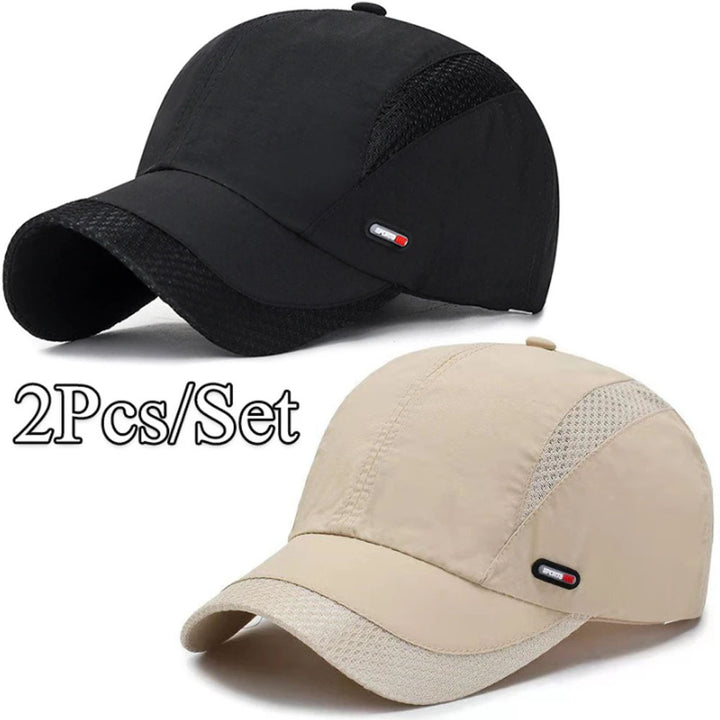 2 Piezas Gorra de Béisbol Ligera y Transpirable para Hombre - Gorra Ajustable para Deportes al Aire Libre con Visera de Pato, y Rojo con Panel Trasero de Malla, Gorra Casual | Gorra de Moda. Tejido de Tela