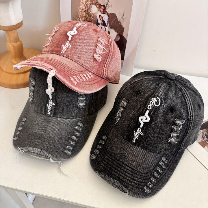 Gorra de Béisbol Estilo Callejero Americano Lavado Desgastada Unisex con Bordado 3D y Cierre Snapback