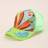 Sombrero de sol de bordado de trigo americano para hombres y mujeres, sombrero de malla para parejas, gorra de béisbol transpirable de grafiti