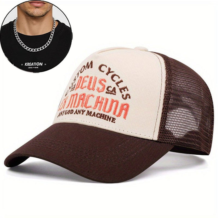 2 piezas de gorras de béisbol para hombres de diseño 'CYCLES' y 'DEUS EX MACHINA', estilo rock de moda, poliéster elástico, perfectas para todas las estaciones y regalos, ideales para Navidad y Día de San Valentín, ropa de cabeza diaria | Gorra con estamp