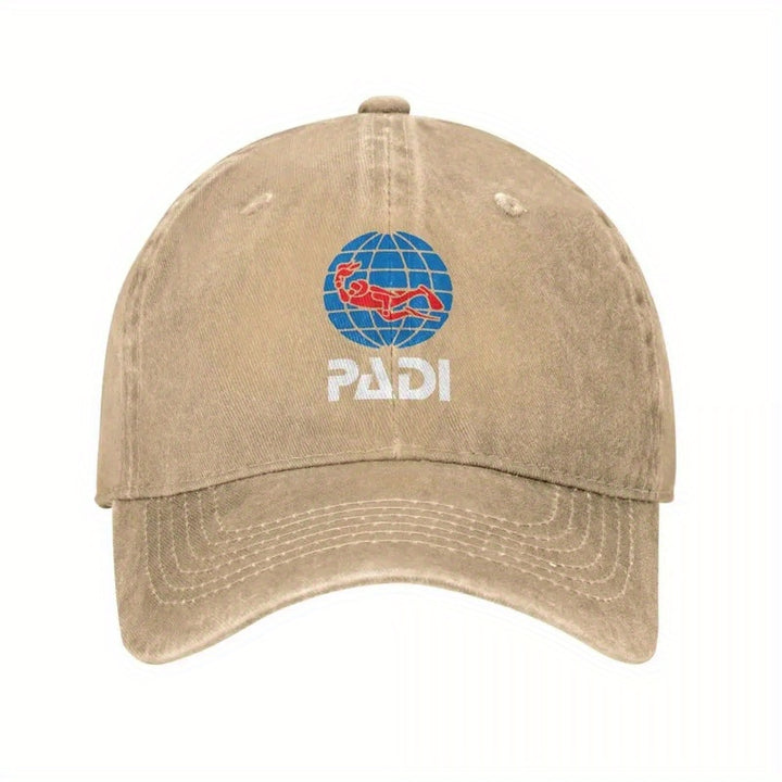 Gorra de Béisbol Lavada y Desgastada PADI - Gorra Snapback Ajustable para Hombres y Mujeres, Gorra Deportiva de Algodón Negra con Logo de Buceo, Ligera y Transpirable para Actividades al Aire Libre, Uso Casual | Ropa para Snorkel | Accesorio para la Cabez