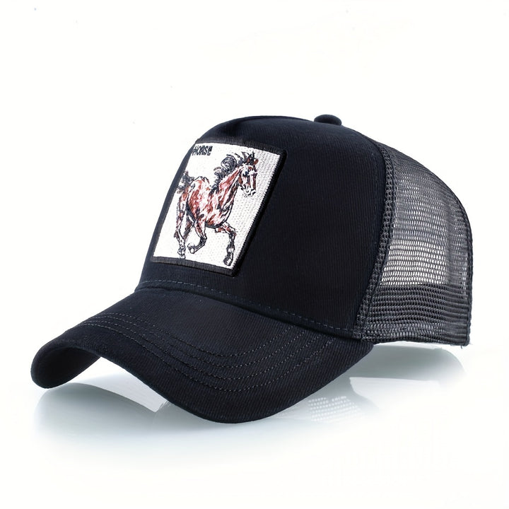 Gorra de béisbol con bordado de caballo unisex, sombrero transpirable, opción ideal para regalos