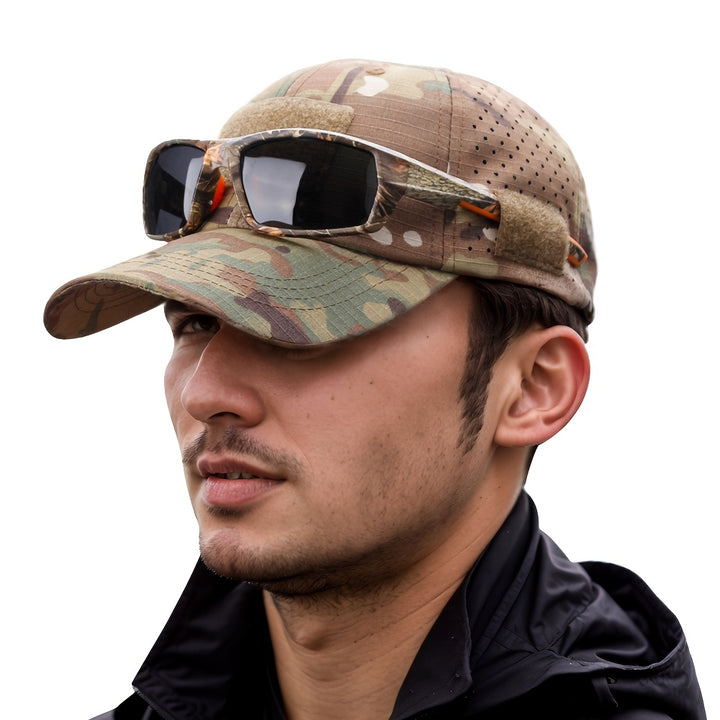 Gorra de béisbol con diseño de camuflaje para hombre, protección solar, transpirable, ideal para pesca, senderismo, campamento y caza, talla ajustable, gorra de playa