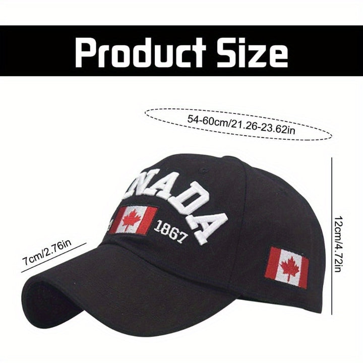 1x Gorra de Béisbol Hoja de Arce, Sombrero de Golf Ajustable con Bandera Canadiense para Hombre