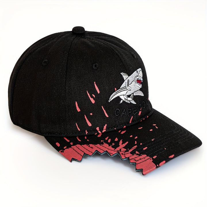 1 gorra de béisbol unisex con bordado de tiburón de Cape Cod, moda casual, gorra ajustable para todas las estaciones, ideal para parejas y regalos de aniversario, para amigos en Halloween y Navidad