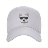1pc Gorra de Béisbol de Poliéster con Diseño de Cara de West Highland White Terrier, Visera Ajustable y Transpirable para Hombre y Mujer, Sombrero Ligero Y2K de Moda para Parejas, Visor Solar con Ala Curva