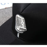 Tela. 1 gorra de béisbol hip hop con diseño de micrófono - Sombrero solar casual para hombres y mujeres, estilo deportivo, material, perfecto para actividades al aire libre, gorra para exteriores | Sombreros elegantes | Sombreros duraderos
