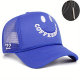 Conjunto de 2 piezas, sombrero + 'adornos', 2025 nuevo rostro sonriente bordado, casual, simple y transpirable gorra de béisbol para mujer, ligera, ajuste ajustable, tejido artesanal, tema de ocasión, lavado a mano o limpieza profesional, gorra de béisbol