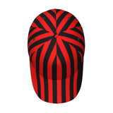 1pc Gorra de Béisbol Retro para Hombre con Rayas Rojas y Negras - Sombrero Trucker Estampado Completo, Visera Curva, Ligereza Ideal Para Deportes al Aire Libre en Todo Clima & Ropa Casual Urbana, Cierre Snapback, Regalo Perfecto Navidad/Graduación/Fiestas