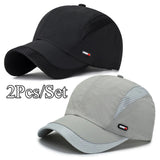 2 Piezas Gorra de Béisbol Ligera y Transpirable para Hombre - Gorra Ajustable para Deportes al Aire Libre con Visera de Pato, y Rojo con Panel Trasero de Malla, Gorra Casual | Gorra de Moda. Tejido de Tela