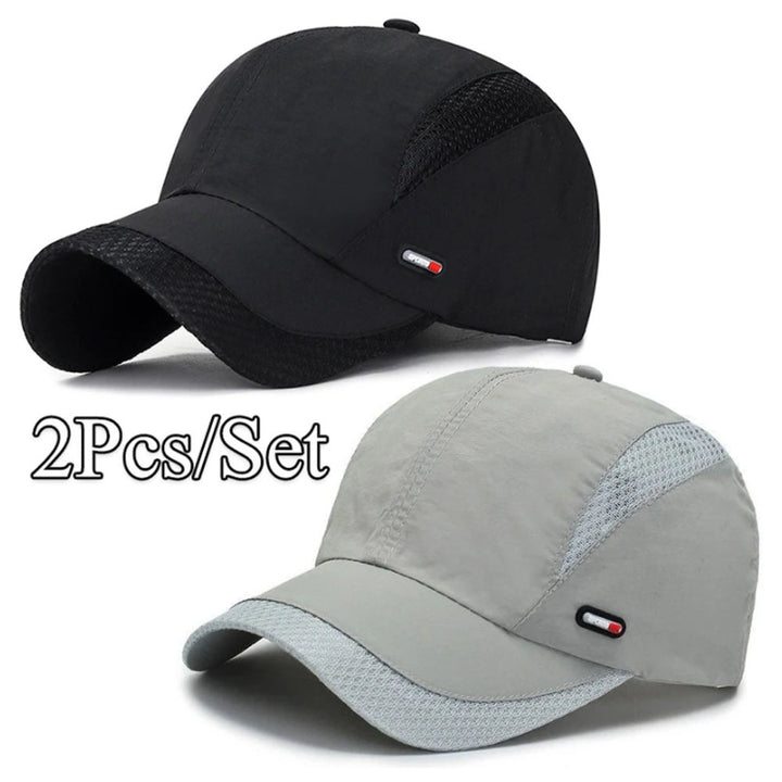 2 Piezas Gorra de Béisbol Ligera y Transpirable para Hombre - Gorra Ajustable para Deportes al Aire Libre con Visera de Pato, y Rojo con Panel Trasero de Malla, Gorra Casual | Gorra de Moda. Tejido de Tela