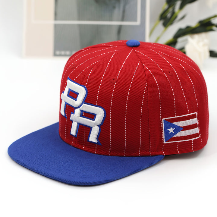 Gorra de béisbol unisex ligera con la bandera de Puerto Rico y bordado - Diseño vibrante de molino de viento, ajustable con cierre, cómodo para todas las estaciones, 56-60 pulgadas, negro con rayas rojas y blancas y parche de la bandera de Puerto Rico,...