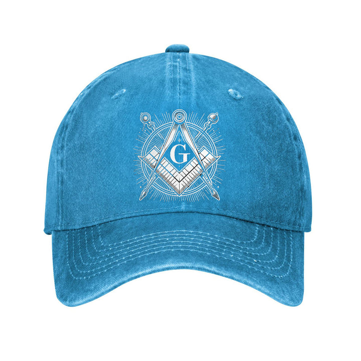 Gorra de Béisbol Masónica Ajustable de Algodón Ligero con Emblema de Brújula y Triángulo, Visera Curva para Hombres y Mujeres, Casual Unisex al Aire Libre, Diseño Único del Logo, Tela Transpirable