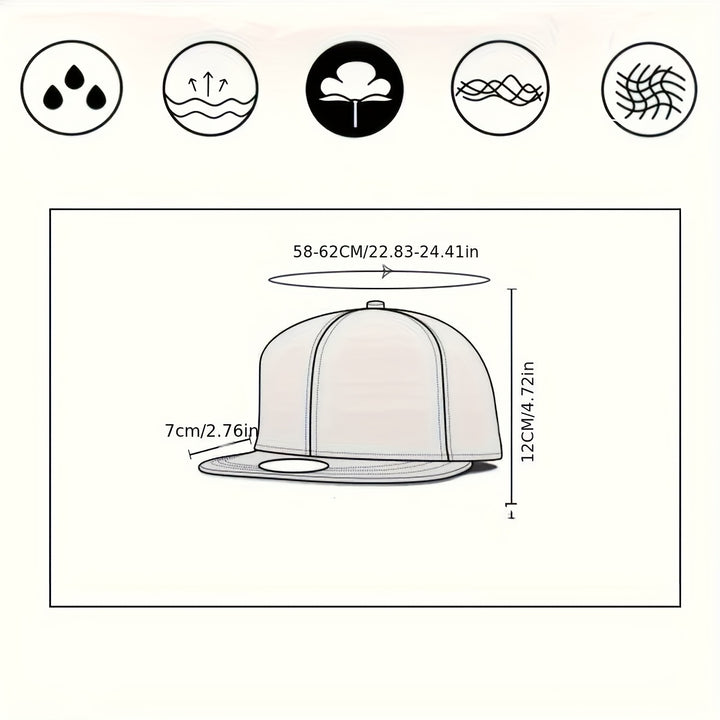Gorra de béisbol unisex de ala plana en PU negro mate para todas las estaciones, diseño minimalista con estampado de manos, protección solar para streetwear, deportes y aventuras al aire libre